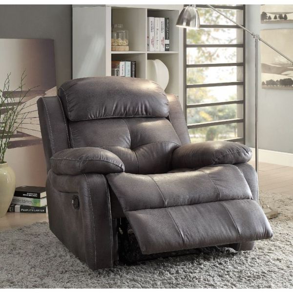 ACME Ashe Recliner Gray Polished Microfiber