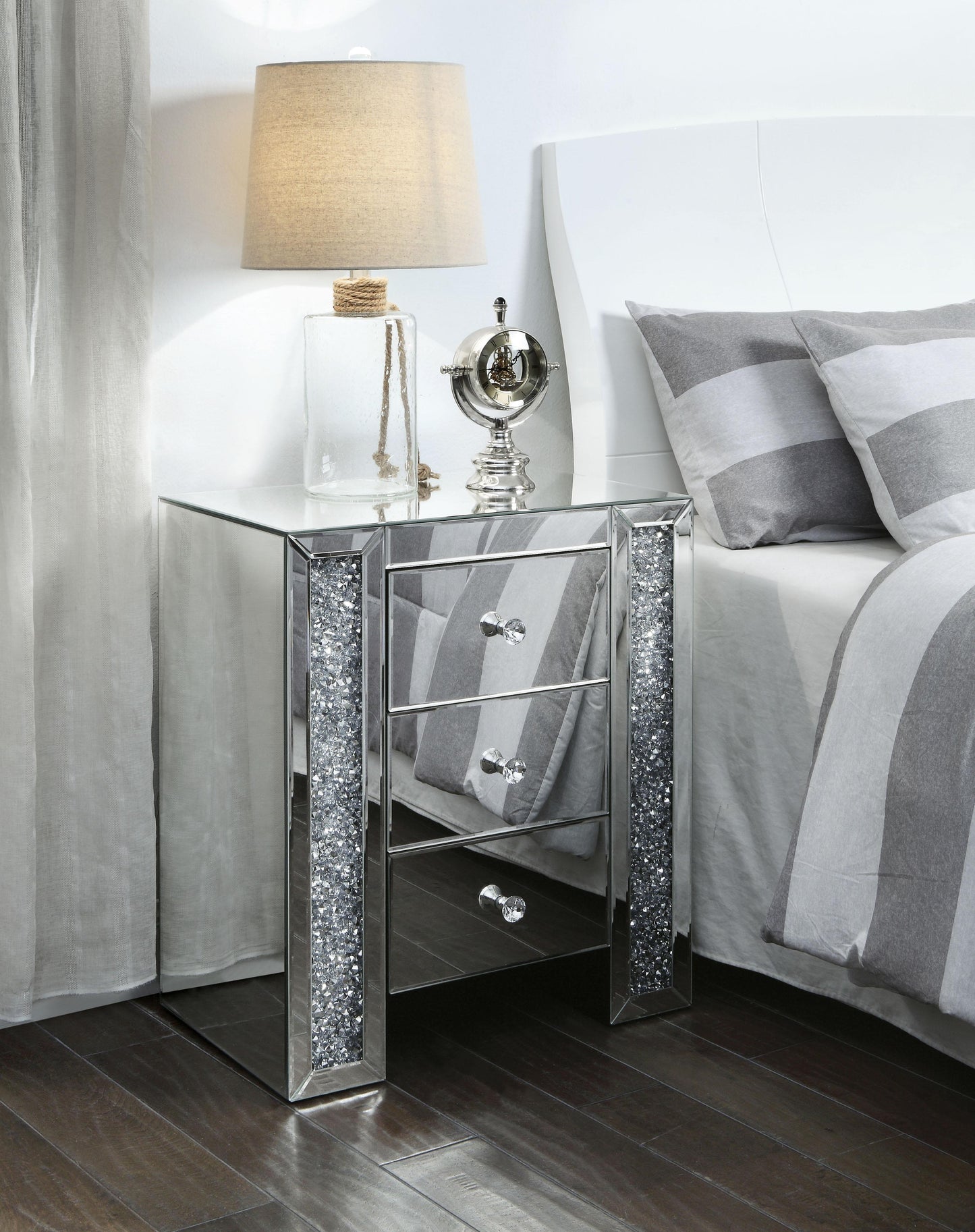 Acme Noralie Mirrored & Faux Diamonds Accent Table