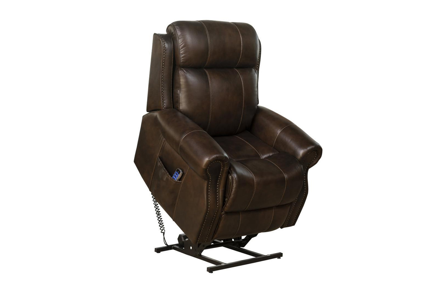 BarcaLounger Langston Lift Chair Recliner w/Power Head Rest & Lumbar in Brown