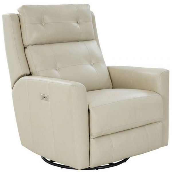 Barcalounger Marconi Power Swivel Glider Recliner w/ Power Headrest in Chromium Leather