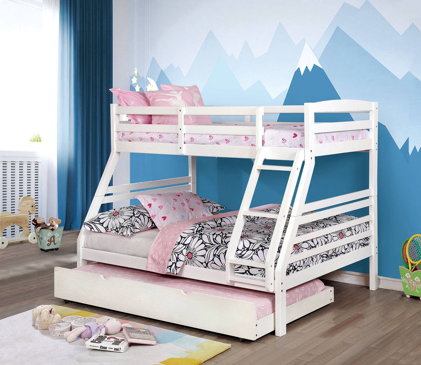 Furniture Of America Elaine Wire-Brushed Warm Gray Twin/ Full Bunk Bed