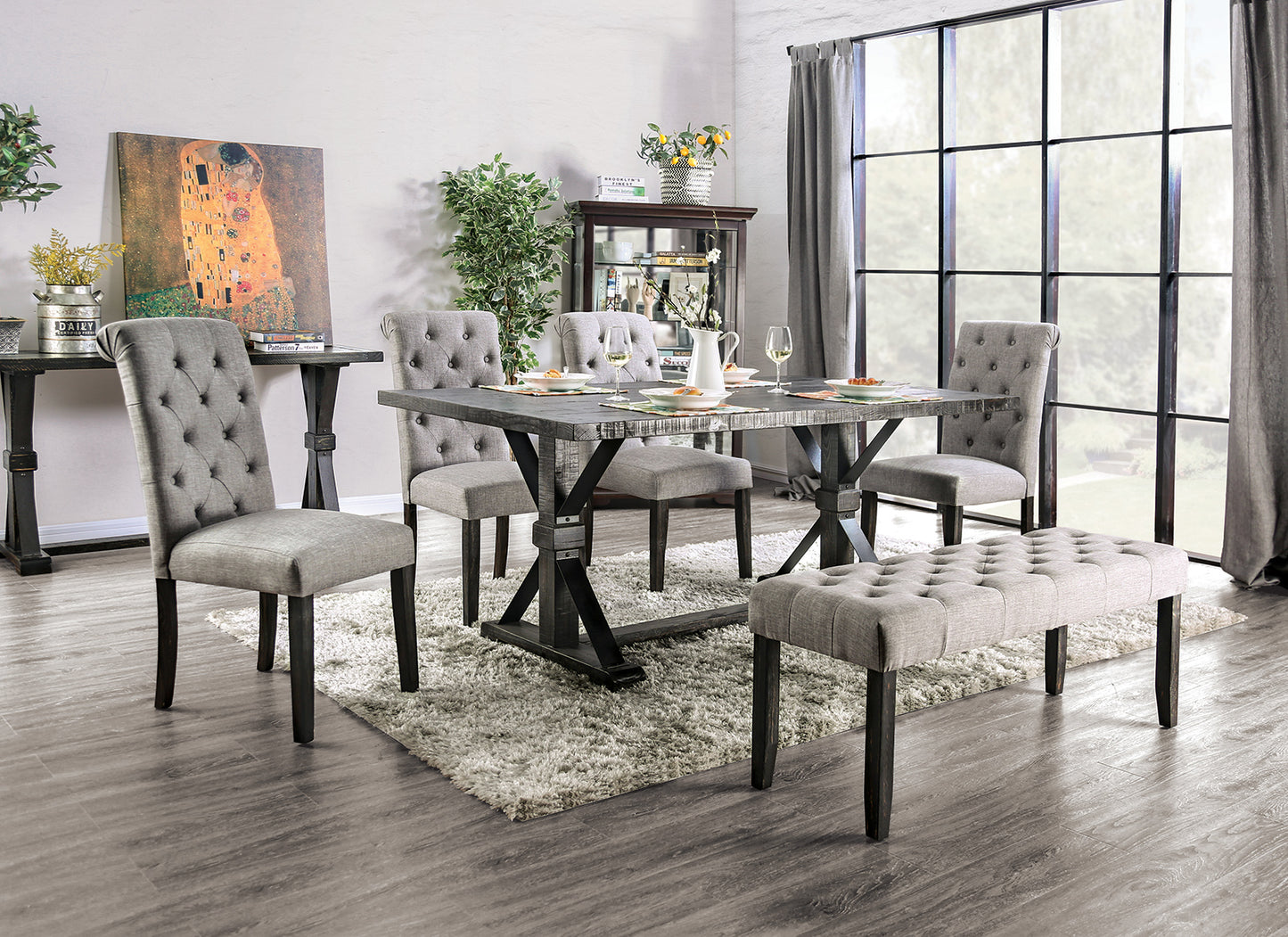 Furniture Of America ALFRED 6 Pc. Dining Table Set W/ Bench