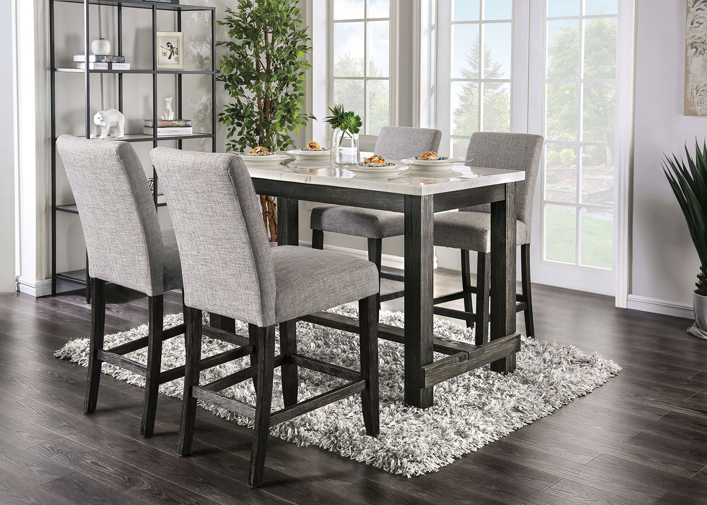 Furiture of America BRULE 5 Pc. Counter Ht. Dining Table Set