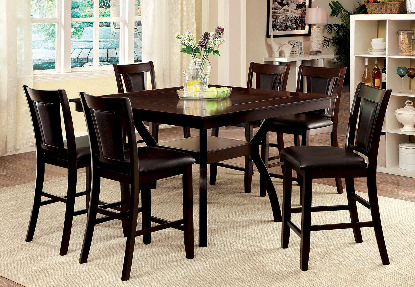 Furiture of America BRENT II Dark Cherry 9 Pc. Counter Ht.  Dining Table Set