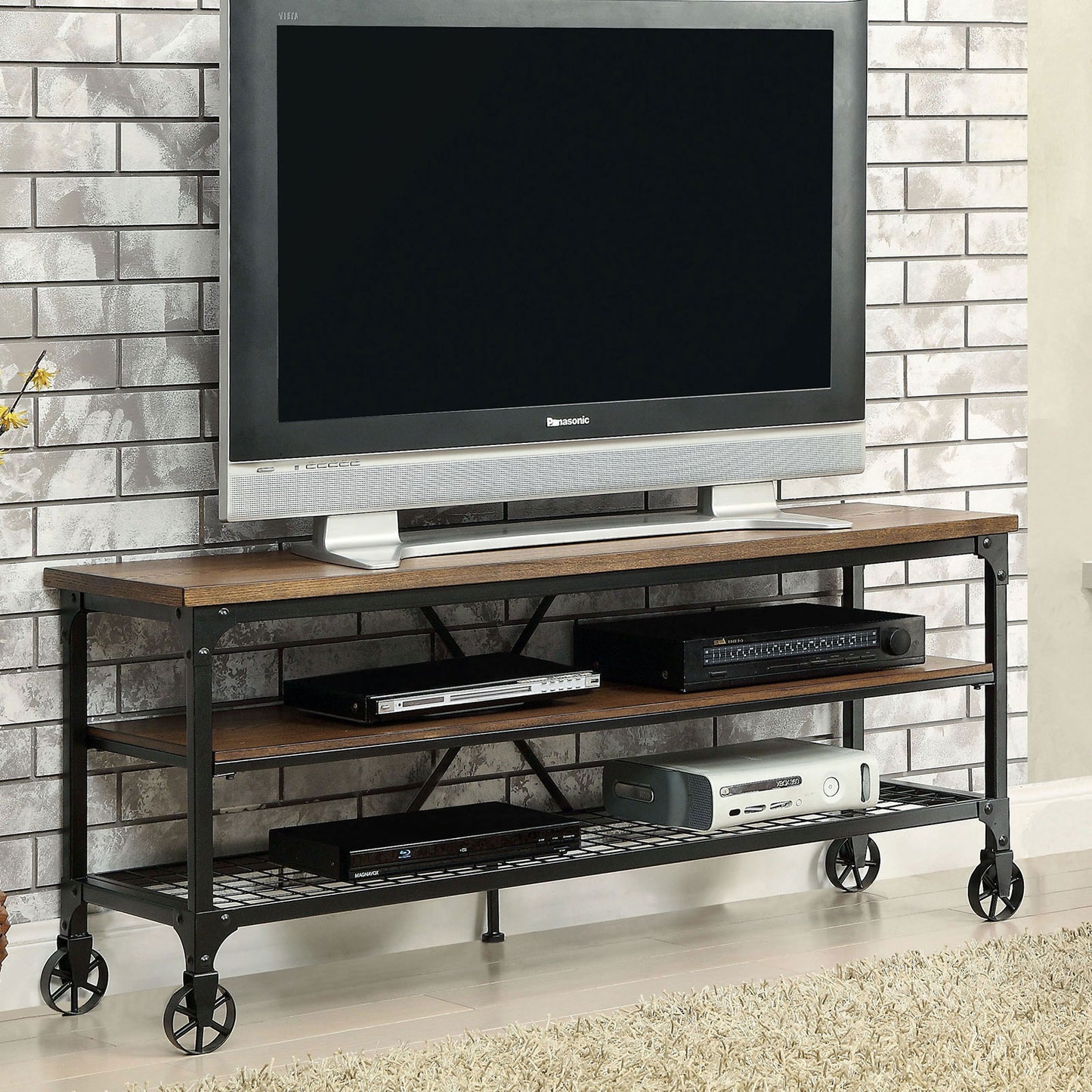 Furniture of America VENTURA II Medium Oak 54" TV Stand