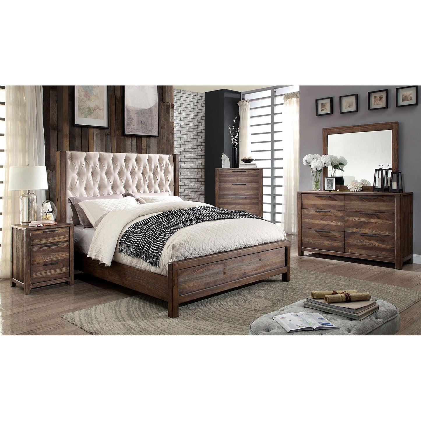 Hutchinson Rustic Natural Tone/Beige 4 Pc. Queen Bedroom Set