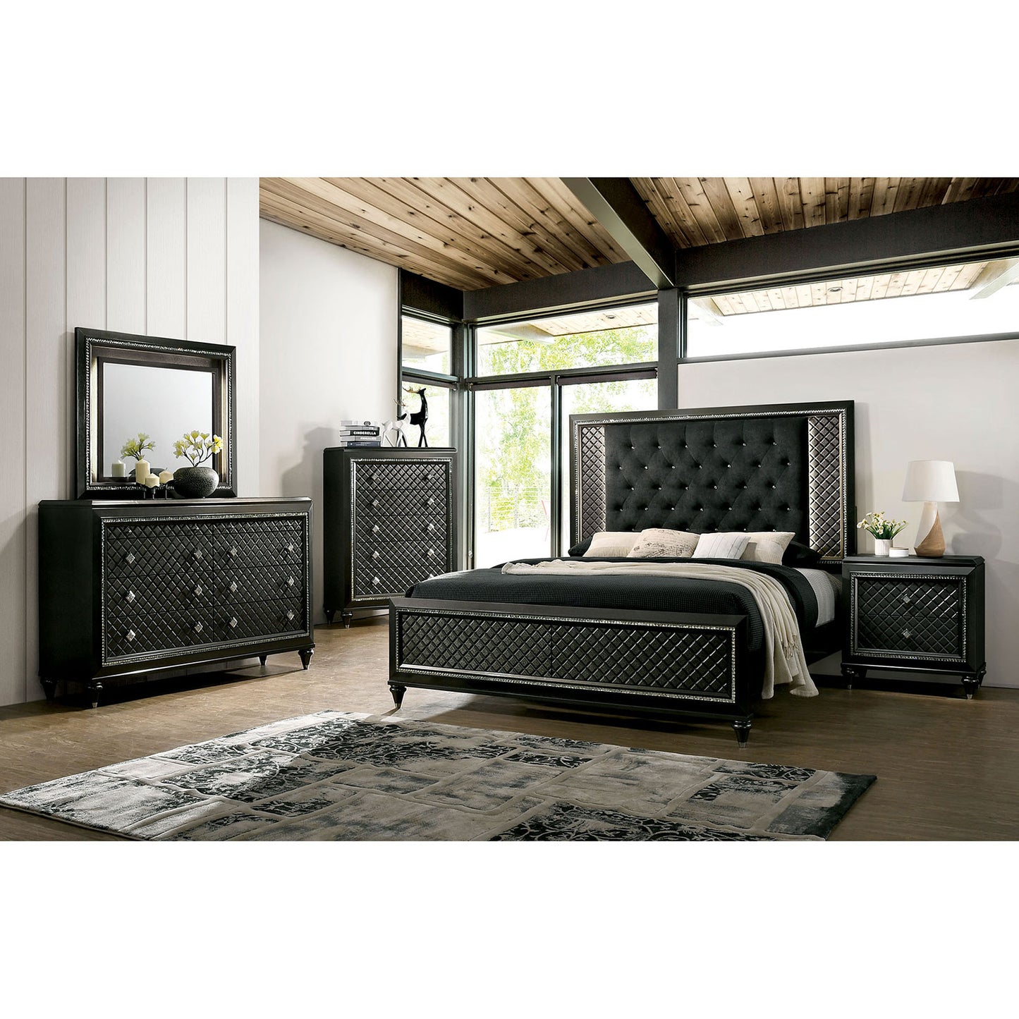 Furniture Of America Demetria Metallic Gray 4 Pc. Queen Bedroom Set