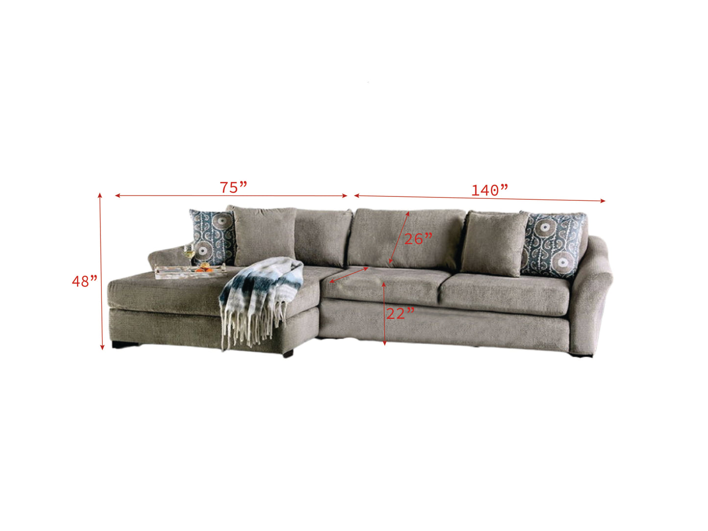 Furniture of America Sigge Light Gray Sectional