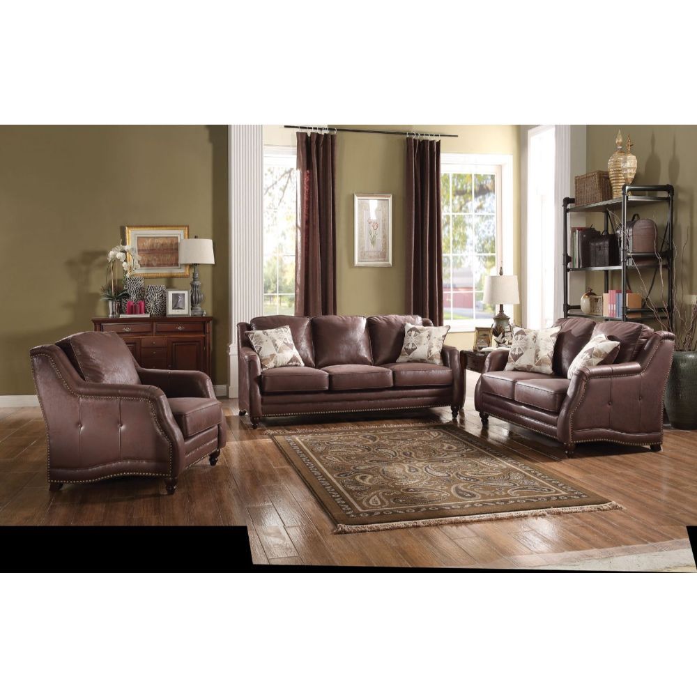 ACME Nickolas Loveseat Chocolate Polished Microfiber