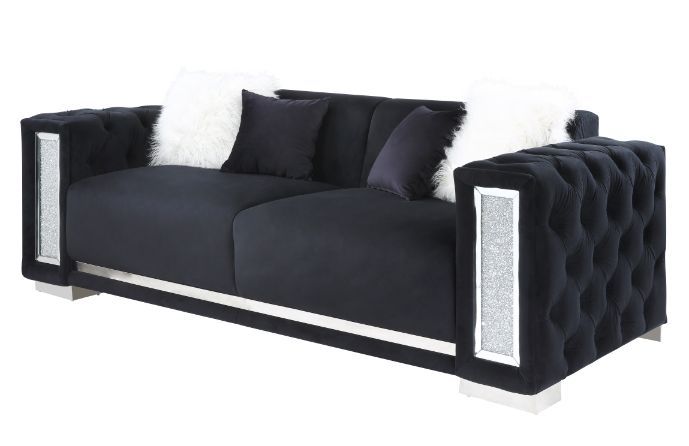 ACME Furniture Trislar Black Velvet Sofa