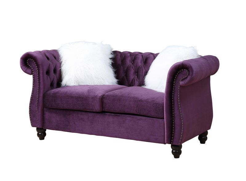 ACME Thotton Loveseat Purple Velvet