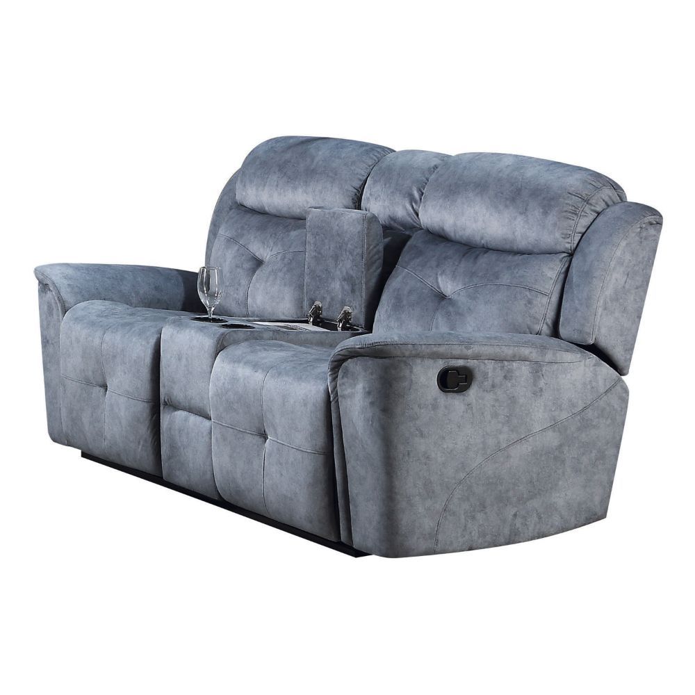 ACME Mariana Loveseat Silver Blue Fabric