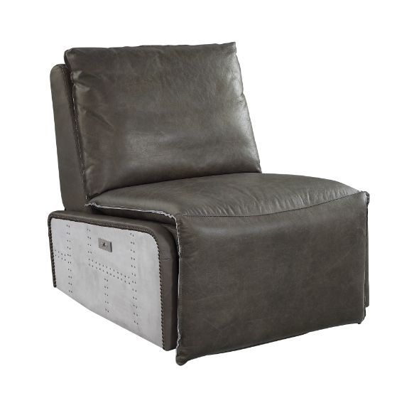 ACME Metier Recliner Gray Top Grain Leather & Aluminum