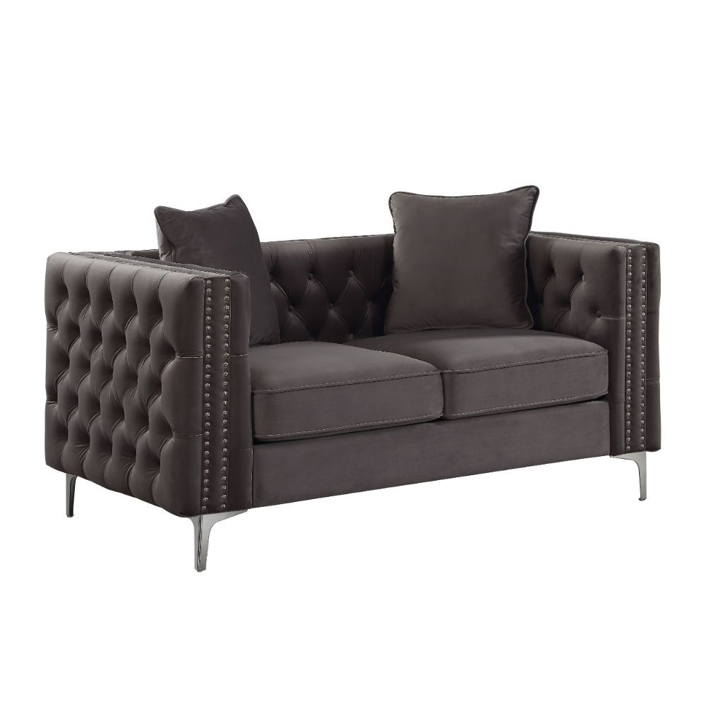 ACME Gillian II Loveseat Dark Gray Velvet