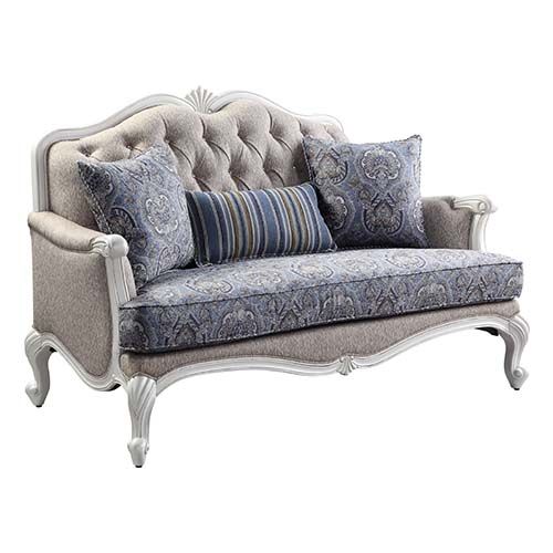 ACME Ciddrenar Loveseat Fabric & White Finish