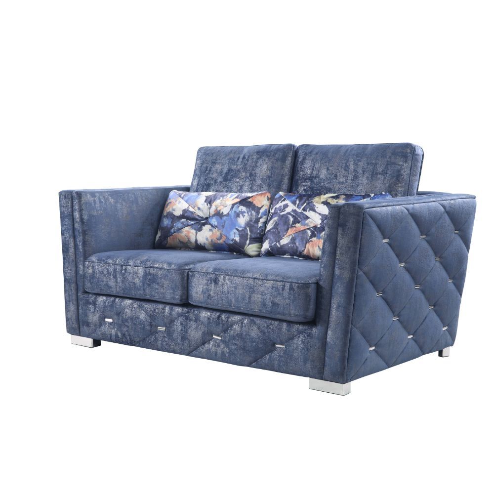 ACME Emilia Loveseat 2-Tone Blue Fabric