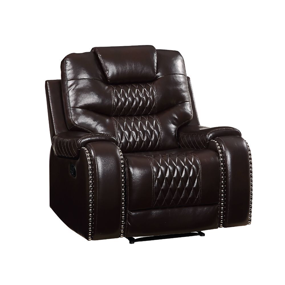 ACME Braylon PU Upholstered Power Motion Recliner with Nail-Head Trim