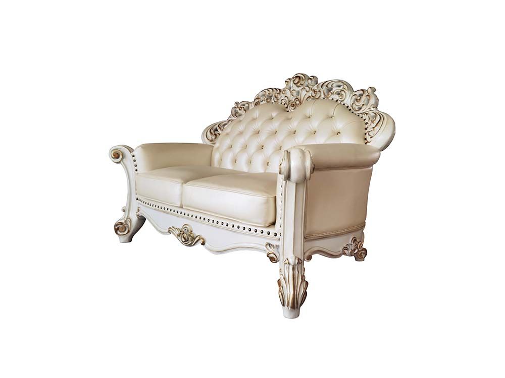 ACME Vendom Loveseat Champagne PU & Antique Pearl Finish