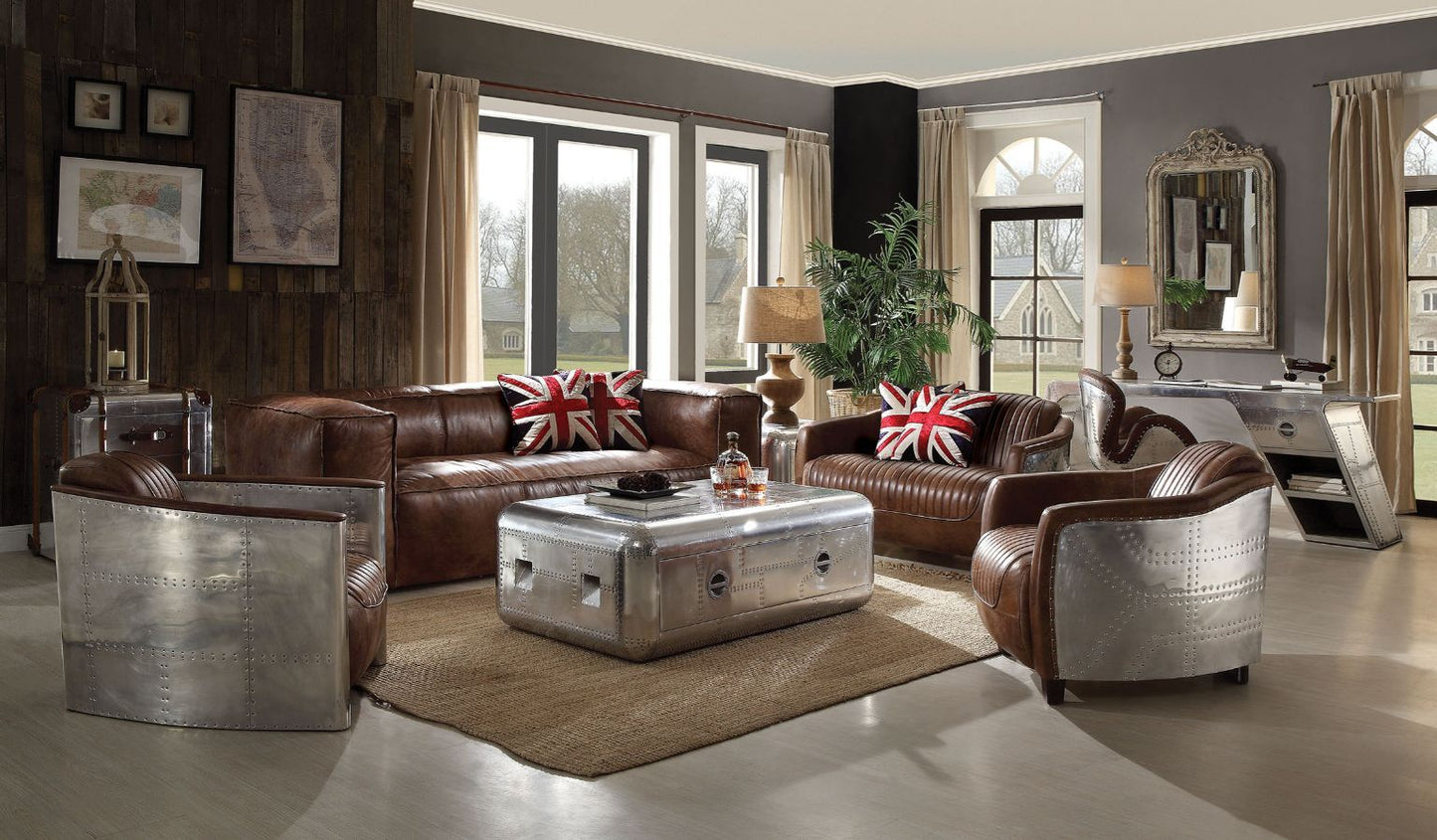 Acme Brancaster Sofa in Retro Brown Top Grain Leather