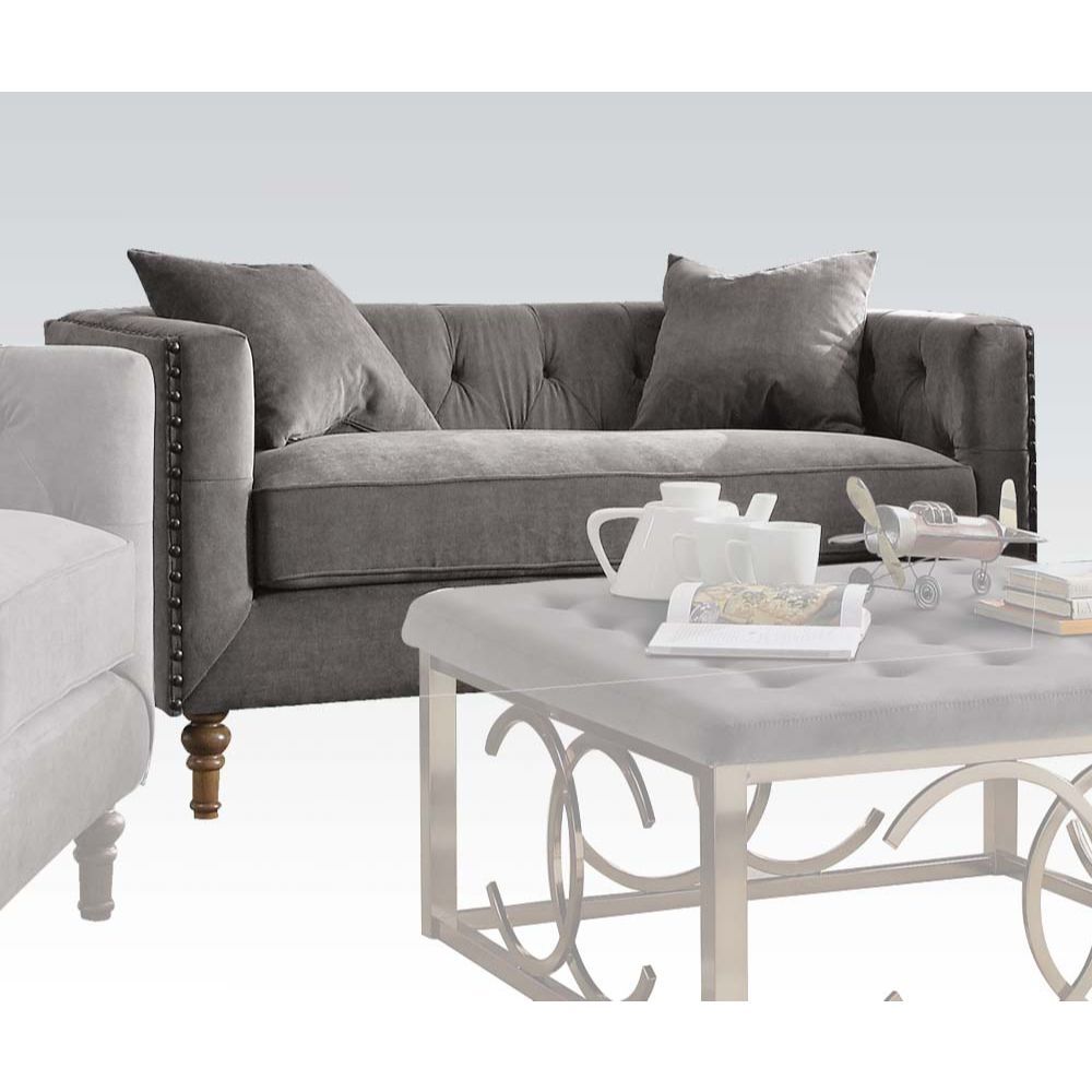 ACME Sidonia Loveseat Gray Velvet