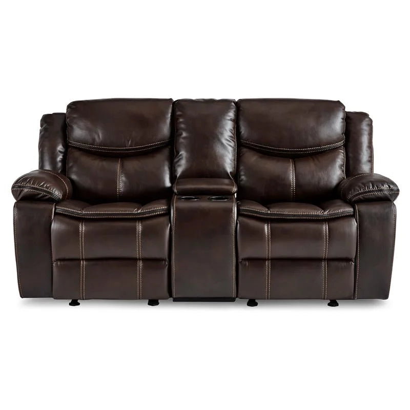 Furniture of America POLLUX LOVE SEAT Console w, Cupholders & Recliners Plush Cushions