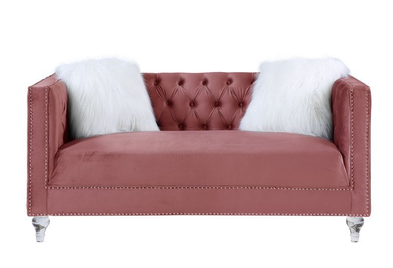 ACME HeiberoII Loveseat Pink Velvet