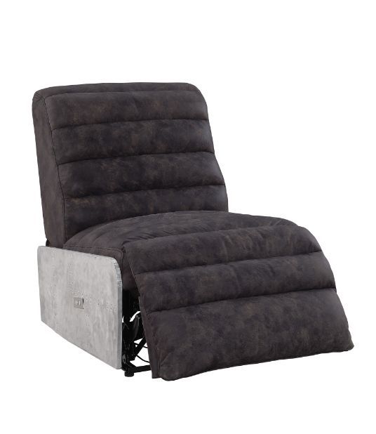 ACME Okzuil Recliner 2-Tone Gray Top Grain Leather & Aluminum