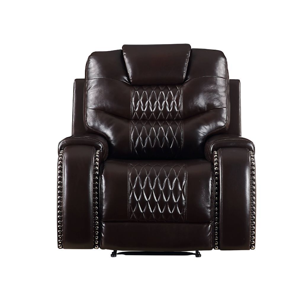 ACME Braylon PU Upholstered Power Motion Recliner with Nail-Head Trim