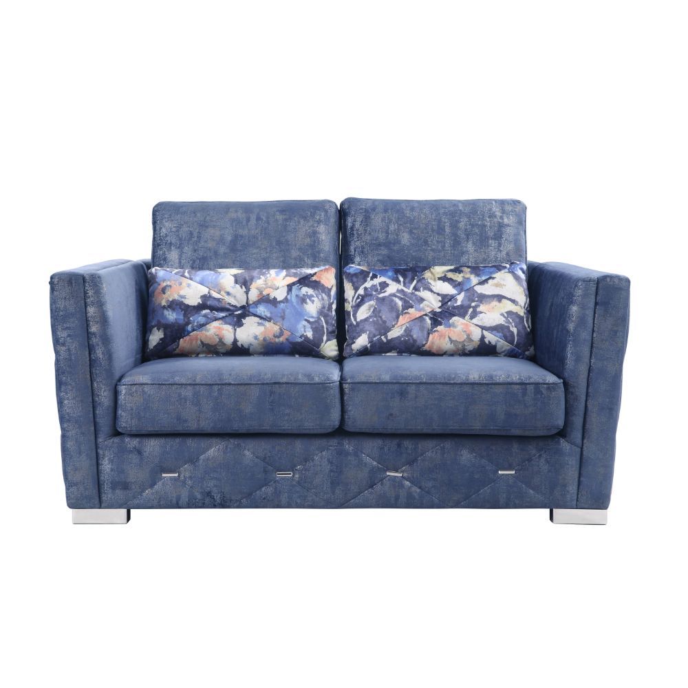 ACME Emilia Loveseat 2-Tone Blue Fabric