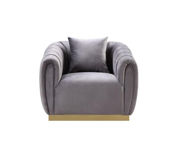 ACME Elchanon chair in Gray Velvet & Gold