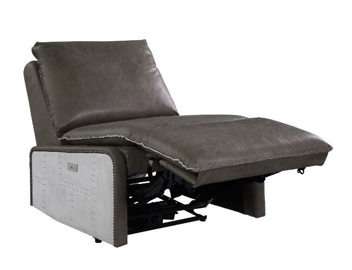 ACME Metier Recliner Gray Top Grain Leather & Aluminum