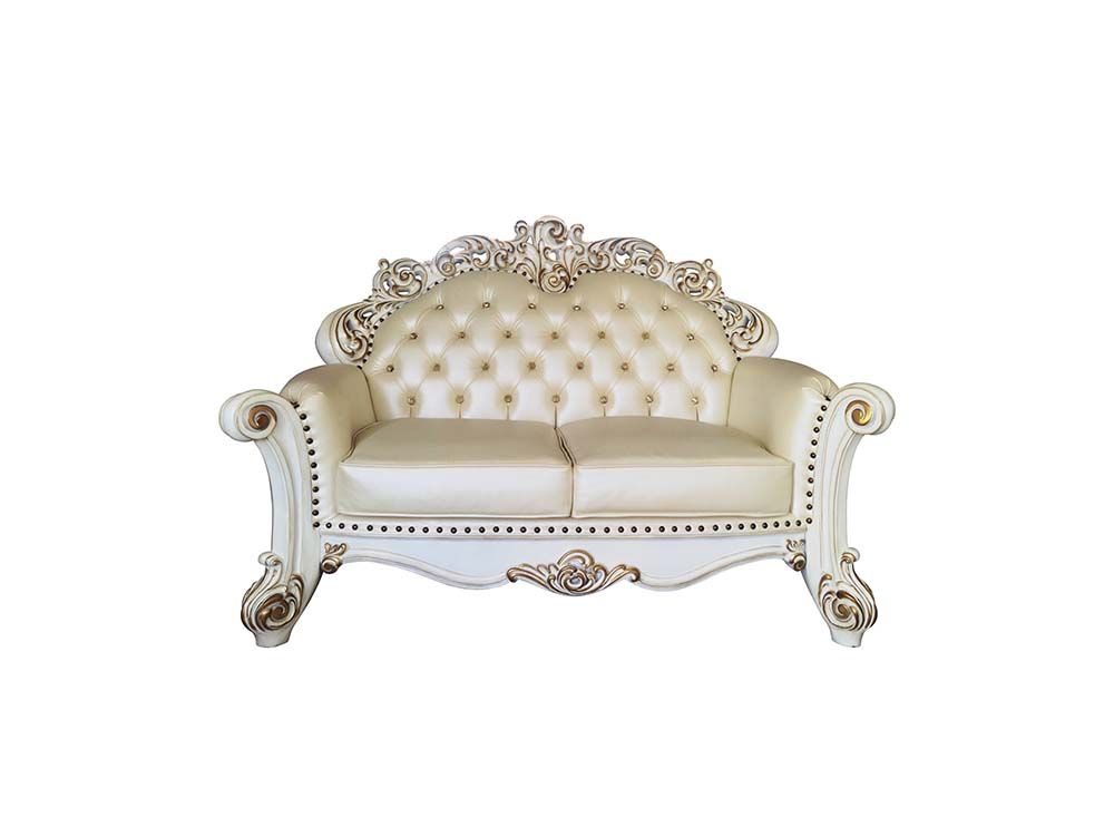 ACME Vendom Loveseat Champagne PU & Antique Pearl Finish