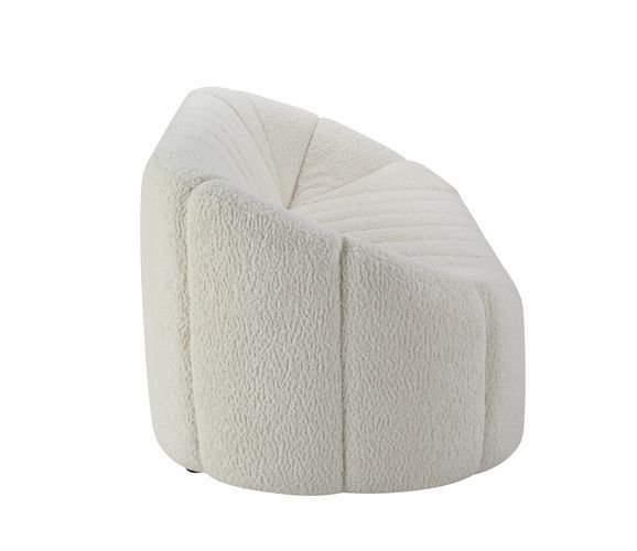 ACME Osmash Sofa Channel Tufted White Teddy Sherpa