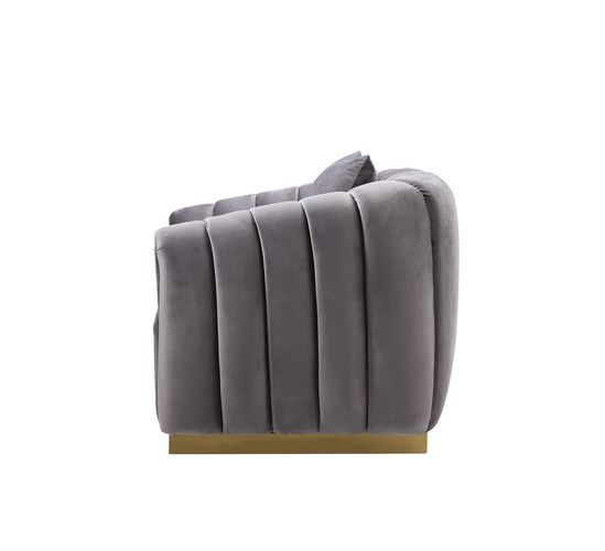 ACME Elchanon chair in Gray Velvet & Gold