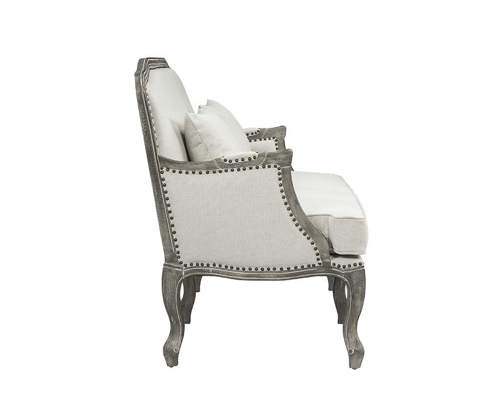 ACME Tania Loveseat Cream Linen & Brown Finish