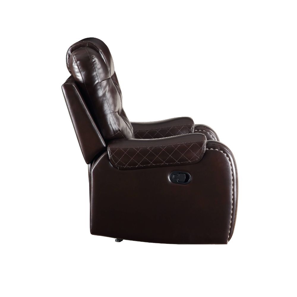 ACME Braylon PU Upholstered Power Motion Recliner with Nail-Head Trim