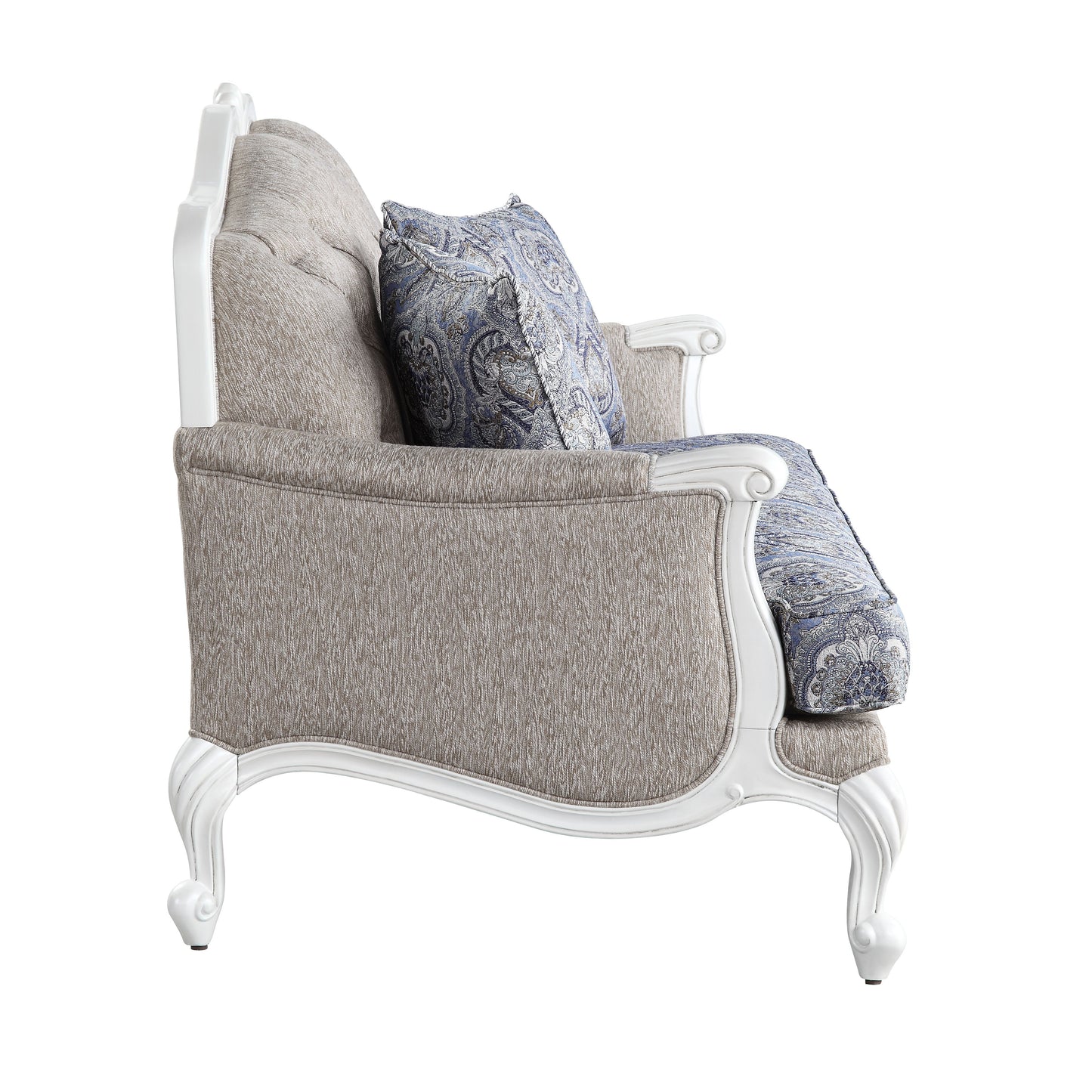 ACME Ciddrenar Loveseat Fabric & White Finish