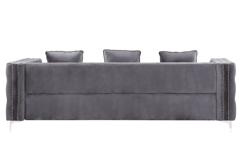 ACME Bovasis Sofa with 5 Pillows in Gray Velvet