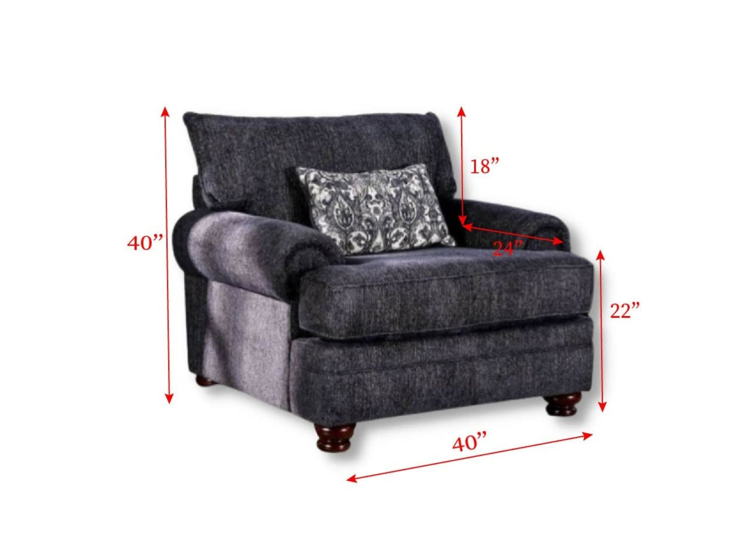 Furniture of America HADLEIGH SOFA Bun Feet, Lawson Style & Low Rolled Arms Pillows Included