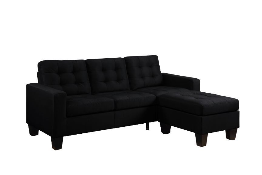 ACME Earsom Sofa & Ottoman in Black Fabric