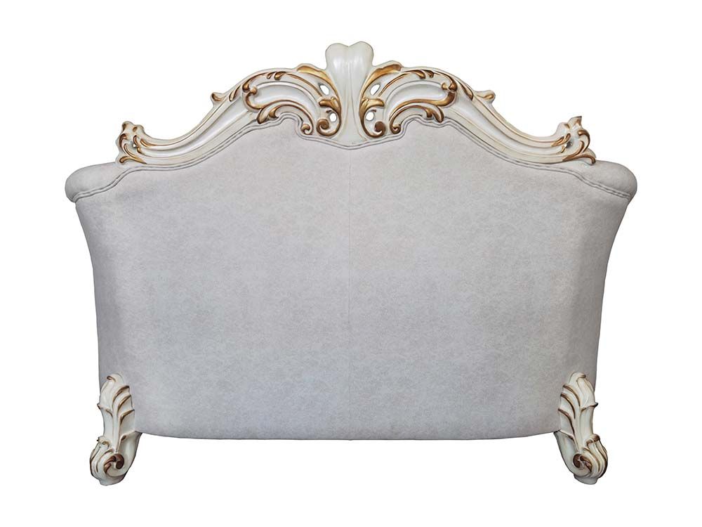 ACME Vendom II Loveseat Two Tone Ivory Fabric & Antique Pearl Finish