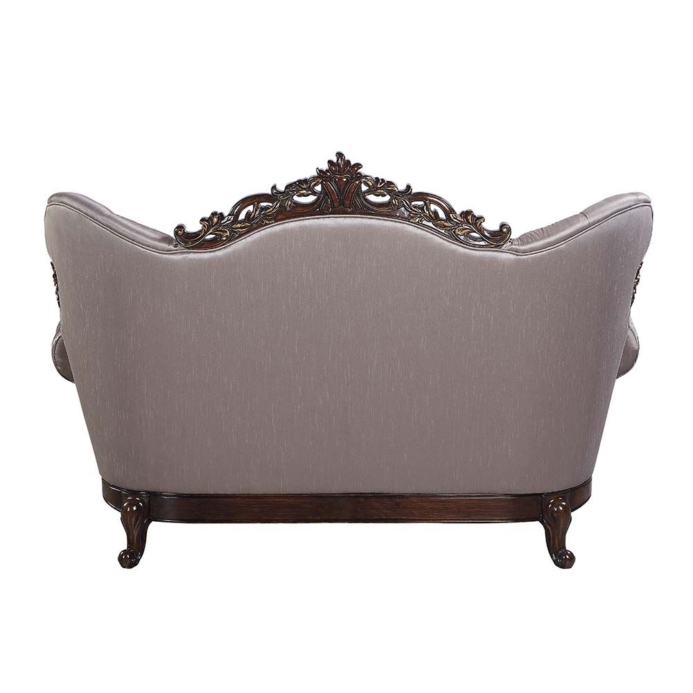 ACME Benbek Loveseat Fabric & Antique Oak Finish