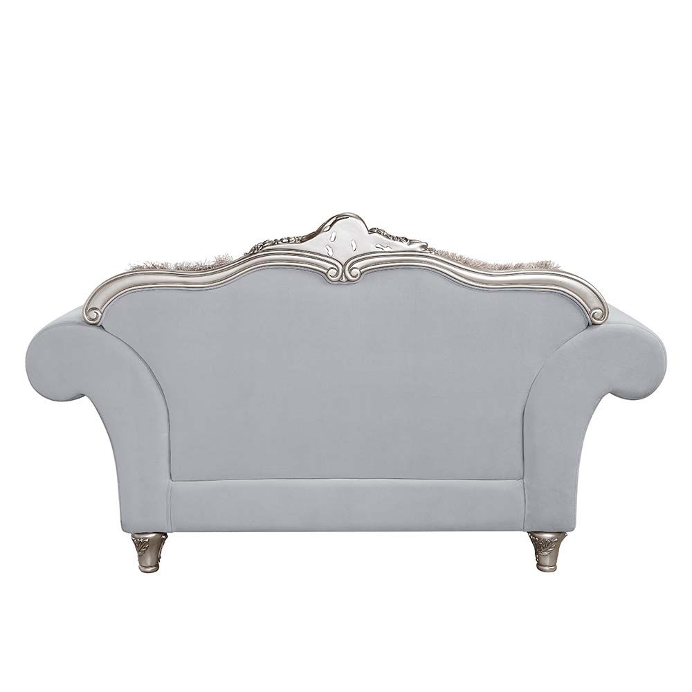 ACME Pelumi Loveseat Light Gray Linen & Platinum Finish