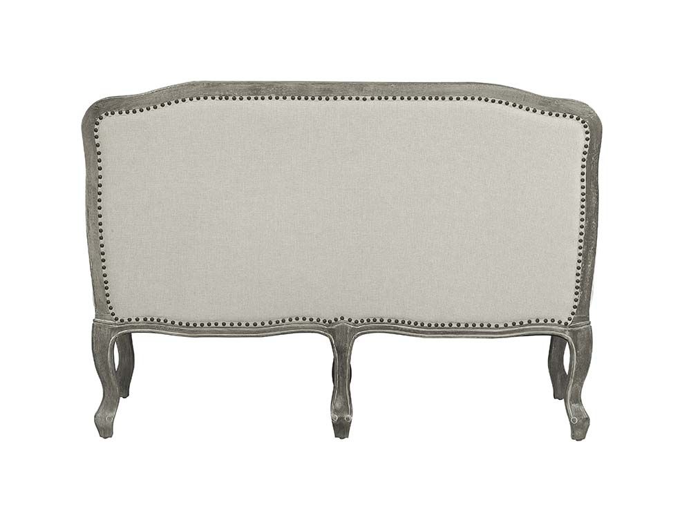 ACME Tania Loveseat Cream Linen & Brown Finish