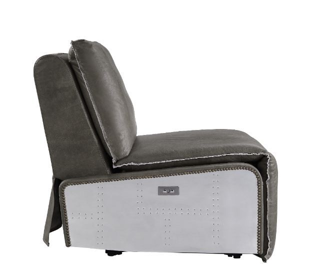 ACME Metier Recliner Gray Top Grain Leather & Aluminum