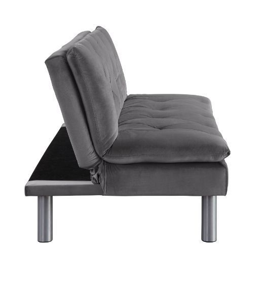 ACME Cilliers Adjustable Sofa with Metal Leg in Gray Velvet and Chrome Finish