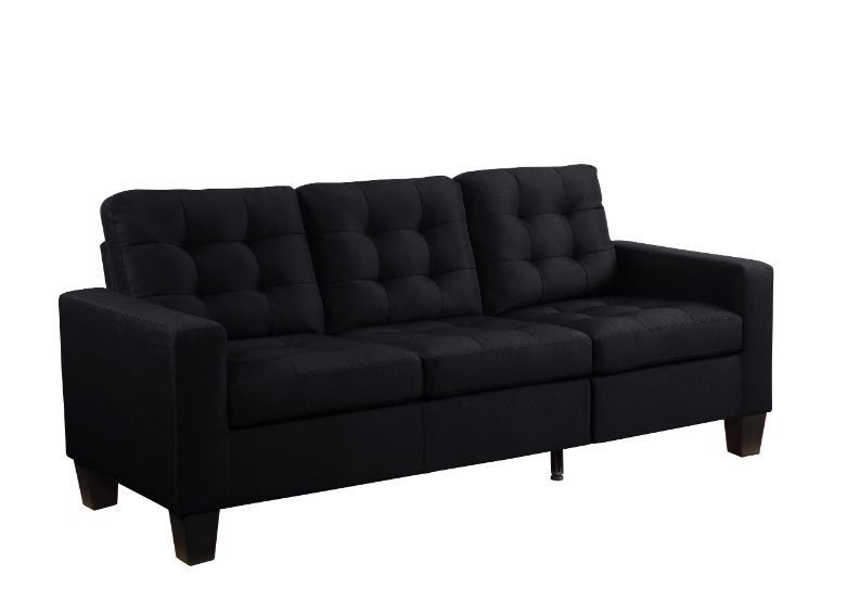 ACME Earsom Sofa & Ottoman in Black Fabric