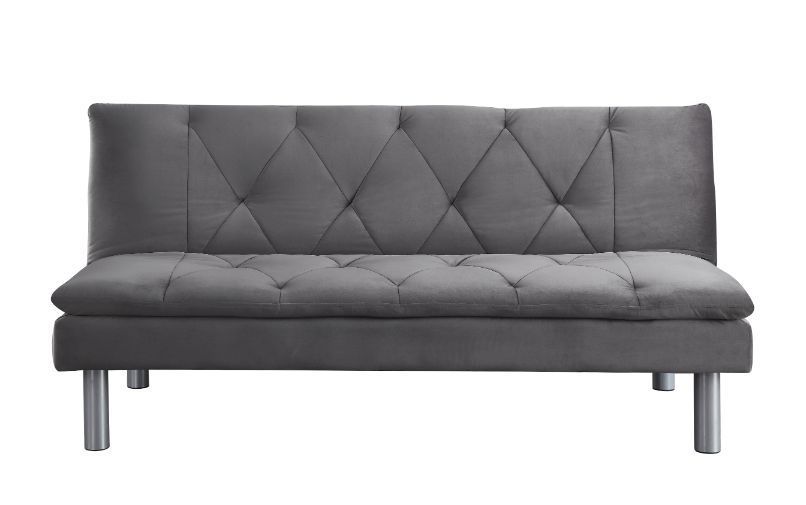 ACME Cilliers Adjustable Sofa with Metal Leg in Gray Velvet and Chrome Finish