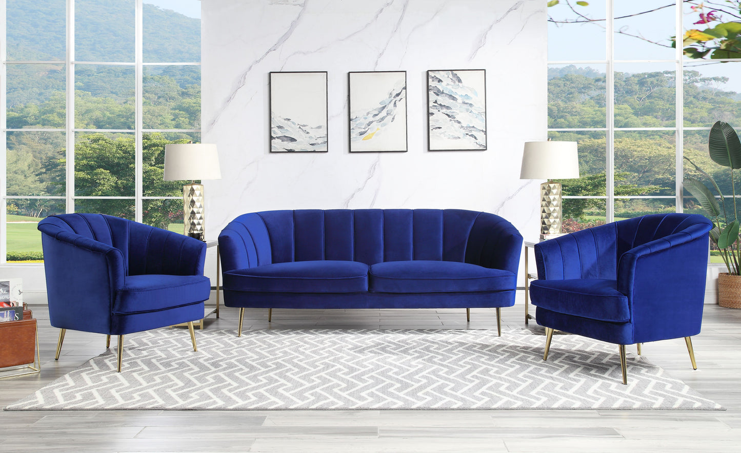 ACME Eivor Sofa in Blue Velvet