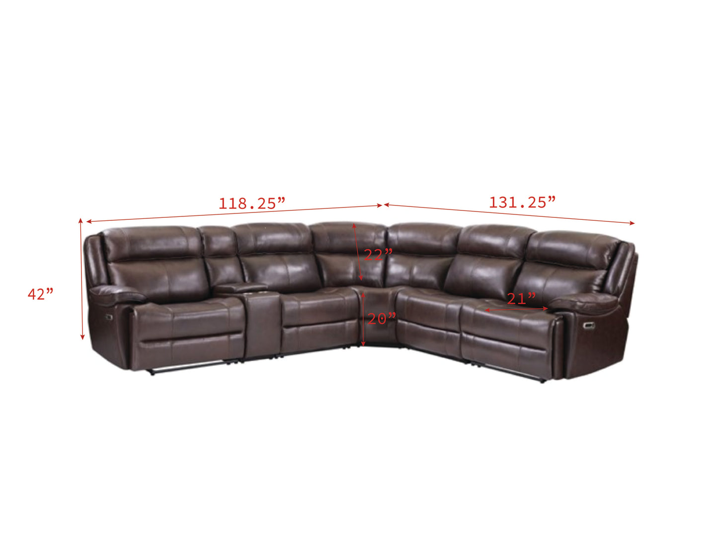 Parker House Eclipse Brown 6pc Modular Power Reclining Sectional